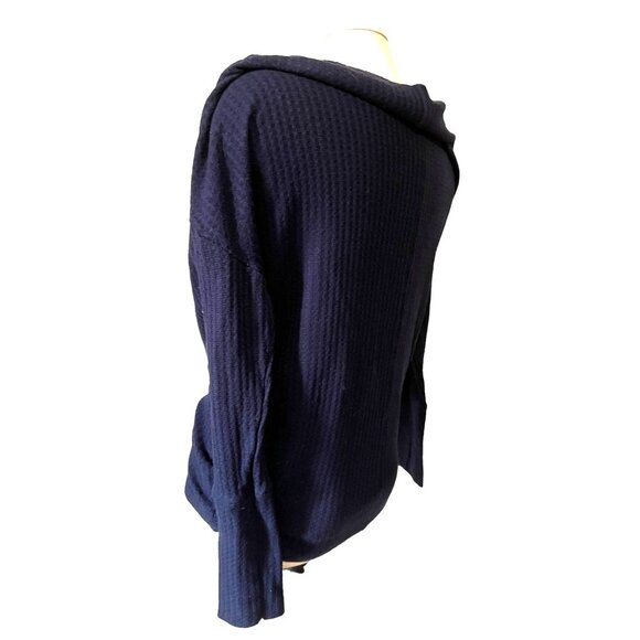 Maurices Straight Neck Waffle Knit Sweater Sz Small Womens Navy Blue Long Sleeve - Picture 6 of 7